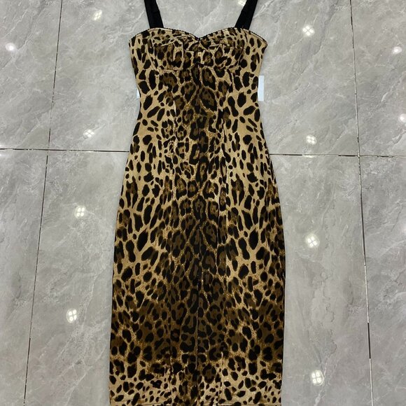 Dolce&Gabbana Leopard-Print Charmeuse Sheath Dress - Picture 10 of 12